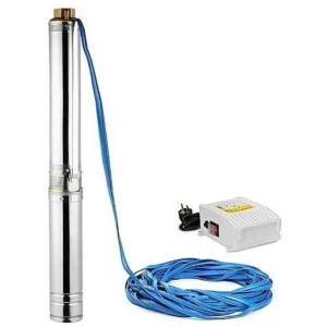 4-Inch Stainless Steel Submersible Borehole Water Pump with Control Box & Cable (1 HP - 2 HP)